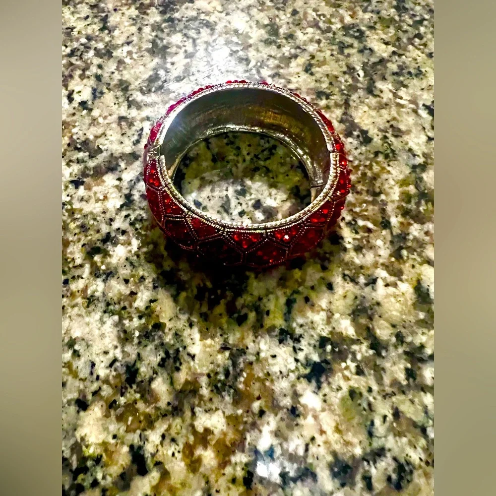 Ruby Red Rhinestone Bangle - Picture 4 of 4
